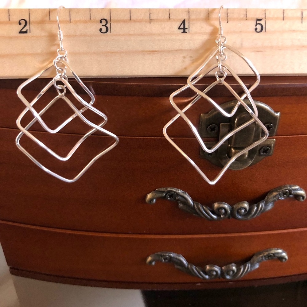 sterling silver triple drop earrings